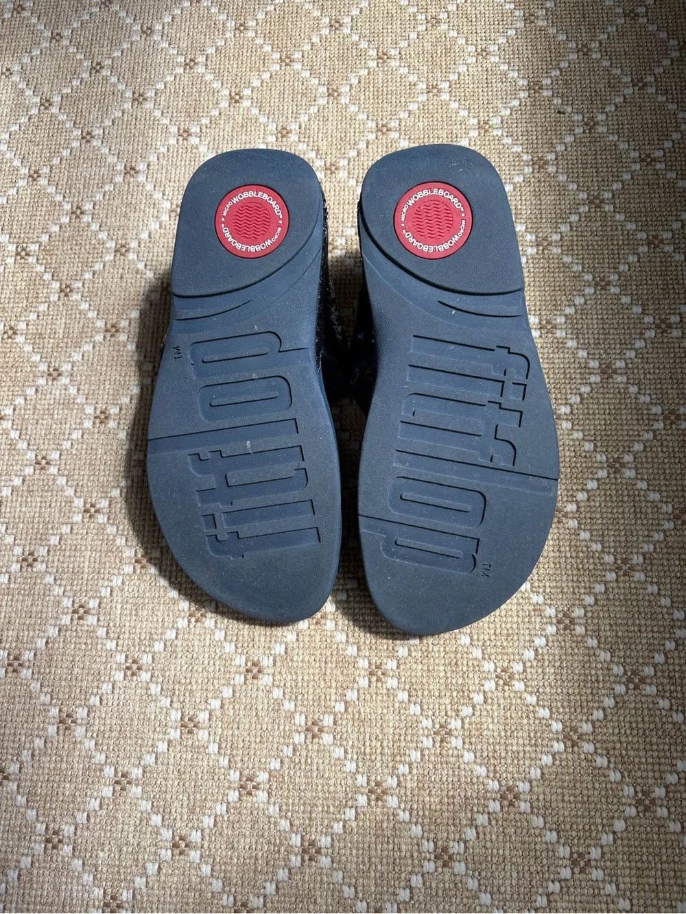 FitFlop Navy Footbed with Black Cross-Strap Slide Sandals
